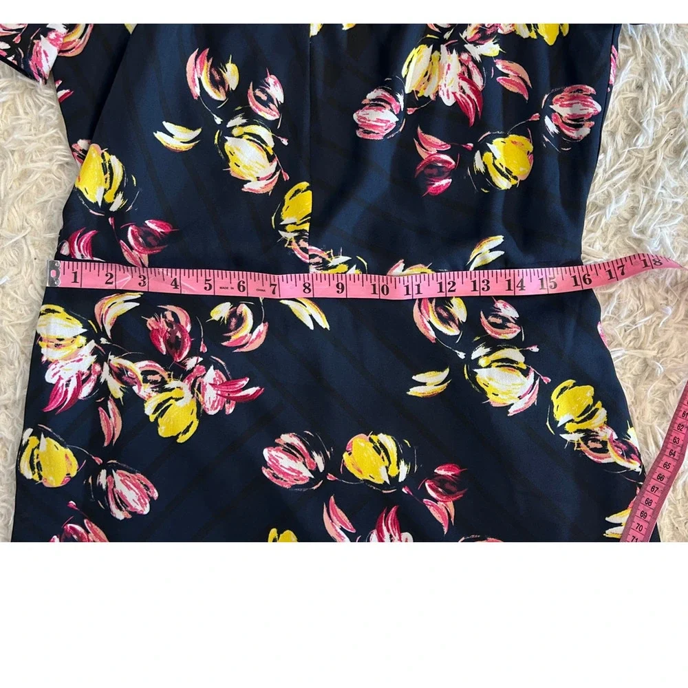 Banana Republic Womens Sz 6 Navy Twist Neck Multicolor Floral Sheath Dress #0433 - Picture 12 of 12